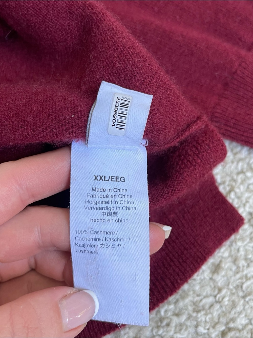 J. Crew Luxury Cashmere Sweater Womens Size XXL Burgundy Holiday Money - Picture 9 of 9